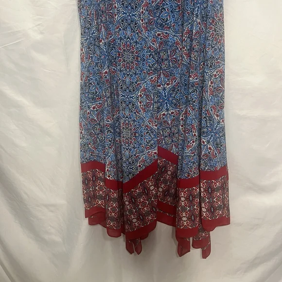 Catherines Dress Size 1X Blue Red Floral Sleeveless Chiffon Midi Boho Casual - Picture 8 of 11